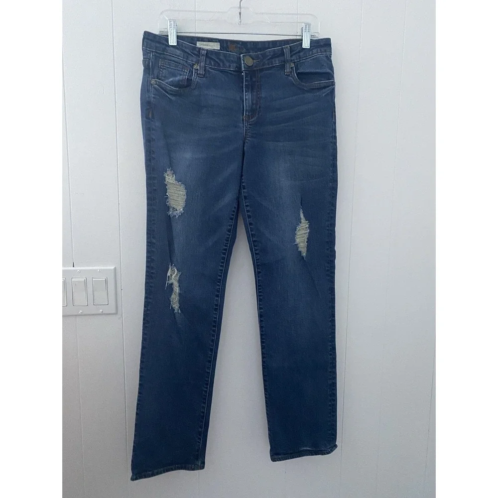 Kut From The Kloth Catherine‎ Distressed Boyfriend Jeans Size 10 Med Wash